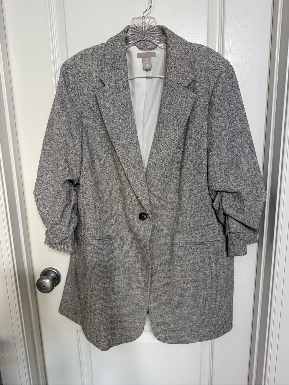 H&M Gray Single-Button Notched Lapel Blazer